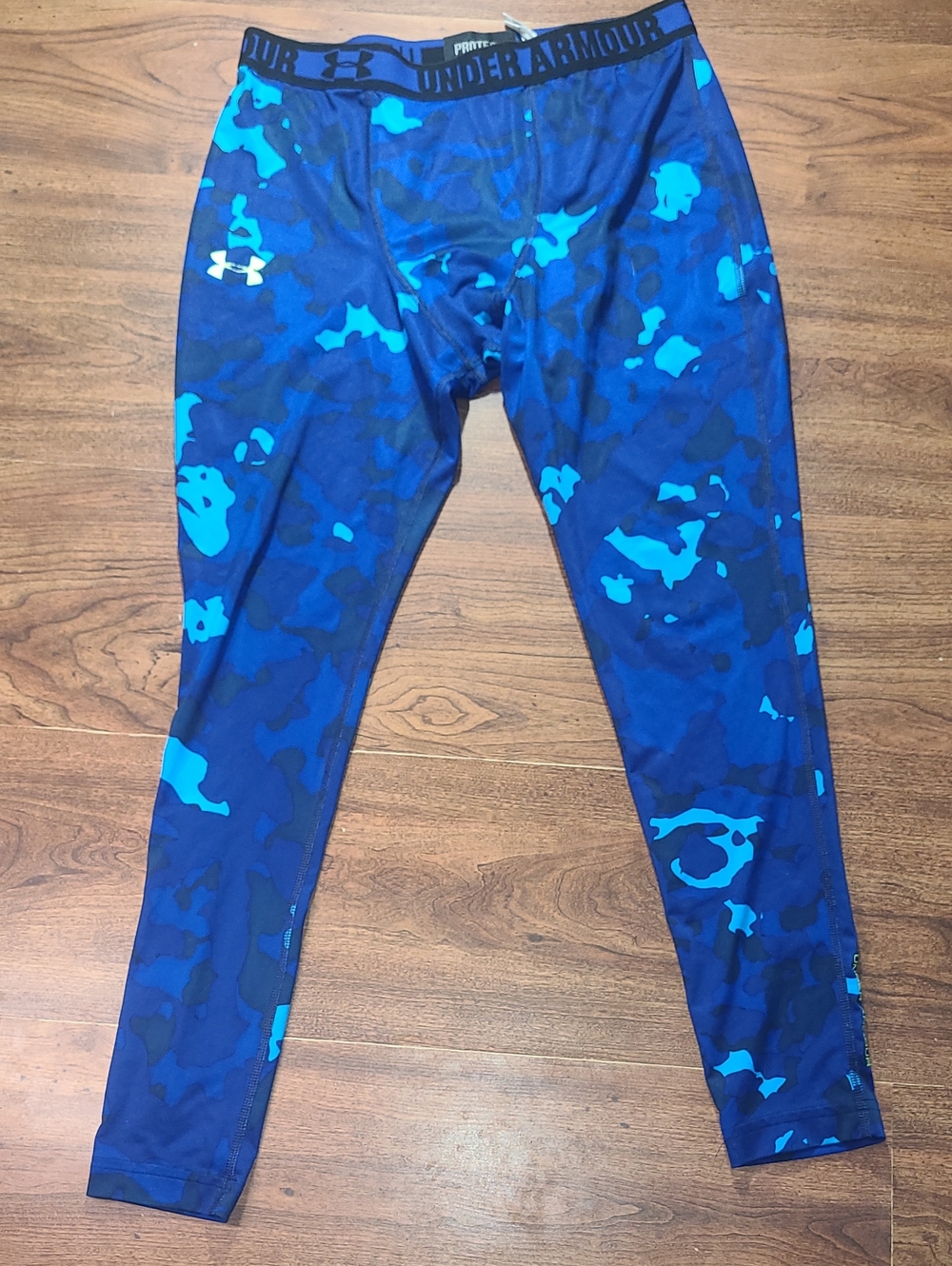 Under Armour Heat Gear Blue Camo Compression Tights Mens Size Large